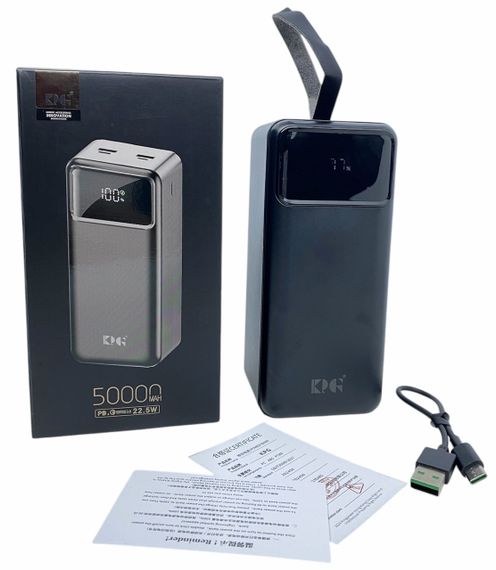 Power Bank 50000 mAh 22,5W реальна ємність KPG-502 зарядка зовнішній акумулятор сертифікований павербанк швидка зарядка | Зображення 1
