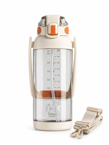 Бутылка TKK 1400 мл - Белая Tritan BPA-free, ударопрочная, спортивная с двойной системой переноски