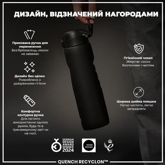 Пляшка для води ION8 1000 мл (ЕКО пляшка) BPA Free Black (I8RF1000BLK) | Зображення 3