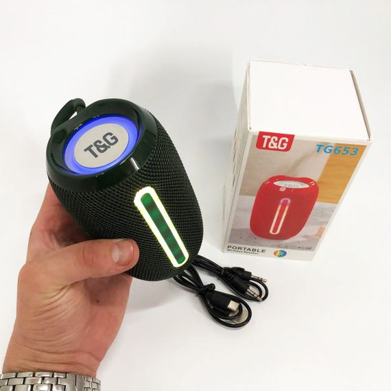Портативна Bluetooth-колонка TG653 USB з ремінцем. RK-191 Колір: зелений | Зображення 2