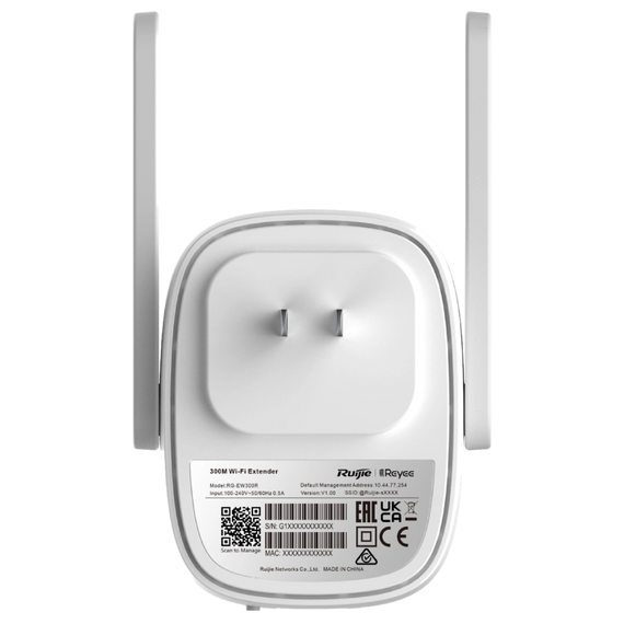 Бездротовий Wi-Fi репітер Ruijie Reyee RG-EW300R, 2.4 GHz, 300 Mbps | Зображення 3