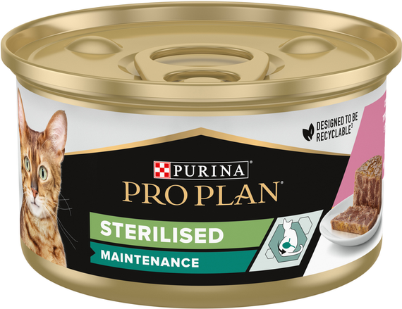 Вологий корм Purina PRO PLAN Sterilised Maintanance для дорослих стерилізованих котів, з тунцем і лососем 86г