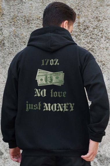 Утеплене зіп худі на флісі зіпер з принтом Dollar Without Kane Black