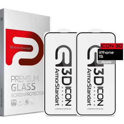 Стекло защитное Armorstandart Icon 3D iPhone 15 Black 2pcs (ARM74272)