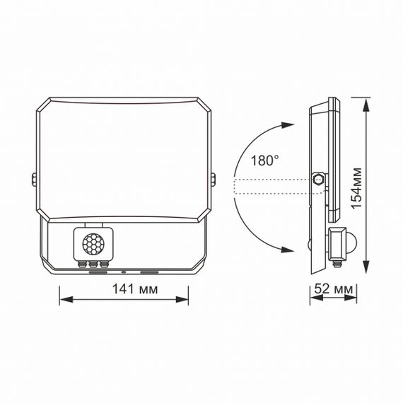 LED прожектор VIDEX F3 30W 5000K з датчиком руху 220V Black (VLE-F3-0305B-S) | Зображення 5