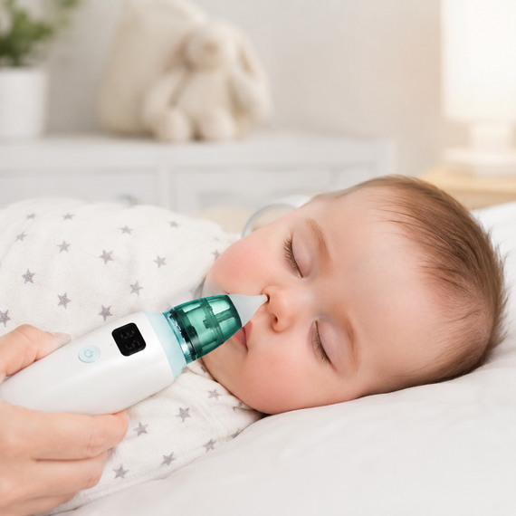 Аспиратор детский аккумуляторный 2-в-1 BABY NOSE с LED-дисплеем и регулятором мощности (WO-19) | Зображення 1