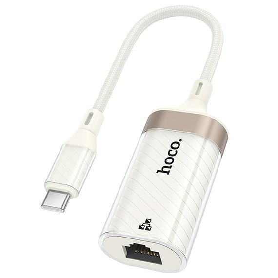 Переходник Hoco UA41B Crystal Type-C to RJ45 100 Mbs (0.15m) Apricot