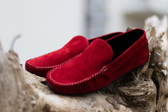 Приголомшливі мокасини у червоному замші 42 розмір | Зображення 3