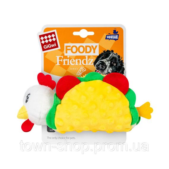 Игрушка для собак Куриный Тако с пищалкой GiGwi Foody Friends, текстиль, плюш, 26 см | Зображення 1