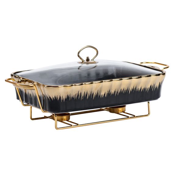 Марміт порцелянаовий прямокутний на 2 літри 40*23*11 см чорний HP1048 | Зображення 1