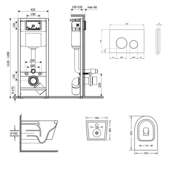 Набір Qtap Nest 4 в 1 підвісний унітаз Swan Ultra Quiet 485x360x320 + комплект інсталяції QT16335179W45152 | Зображення 1