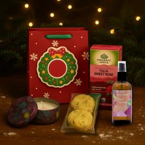 Подарунковий набір  Травʼяний чай 1 шт. + Десерт Соан кейк 1 уп. + Міні аромасвічка 1 шт. + Спрей для приміщень №1 ZEN Gifts