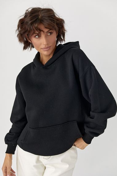 Утеплене худі з написом на спині - чорний цвет, S (є розміри) | Зображення 4