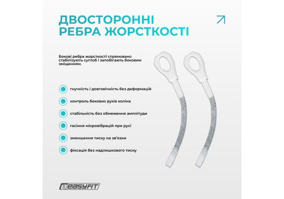 Бандаж (наколінник) ортопедичний для колінного суглоба EasyFit з ребрами жорсткості та силіконовою вставкою (сірий), розмір M (EF-0079-M) | Зображення 5