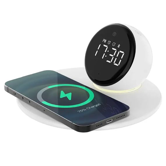 БЗП WIWU Wi-W017 15W Wireless Charger+Digital Alarm+Bluetooth Speaker | Зображення 5