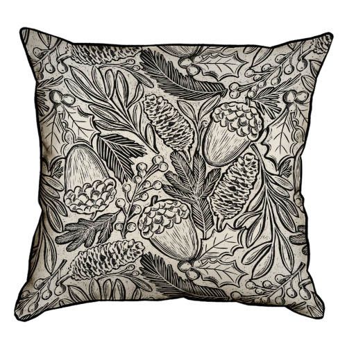 Подушка с мешковины Желуди и шишки 45x45 см (45PHB_23NG009)