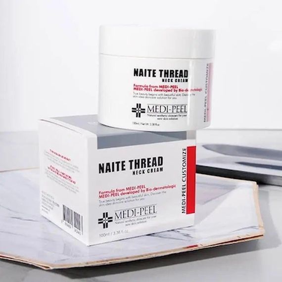 Подтягивающий крем для шеи Medi-Peel Naite Thread Neck Cream с пептидным комплексом 100 мл | Зображення 3