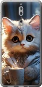 Чехол на Nokia 8 White cat из силикона FCh_096003