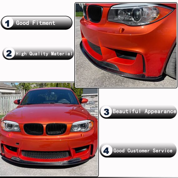 Накладка на передній бампер Lip V1 (для 1M E82, Карбон) для BMW 1 серія E81/82/87/88 2004-2011 рр | Зображення 2
