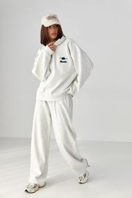 Спортивний теплий костюм з вільним світшотом і штанами - світло-сірий цвет, ONE SIZE (є розміри)