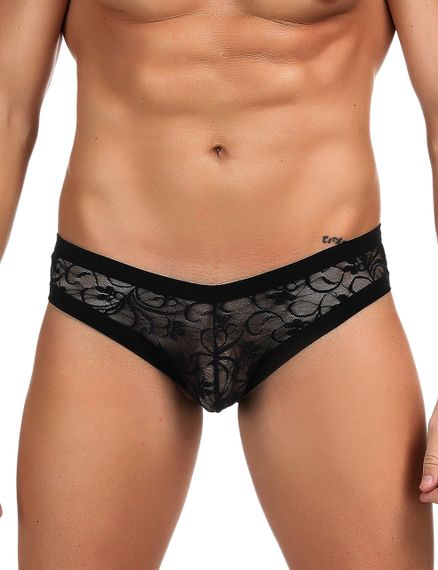 Труси чоловічі Star Night напівпрозорі, з мереживом, чорні, L sexstyle | Зображення 1