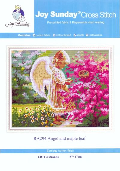 Набор для вышивания по нанесённой на канву схеме  "Angel and maple leaf".AIDA 14CT printed , 57*47 см | Зображення 1
