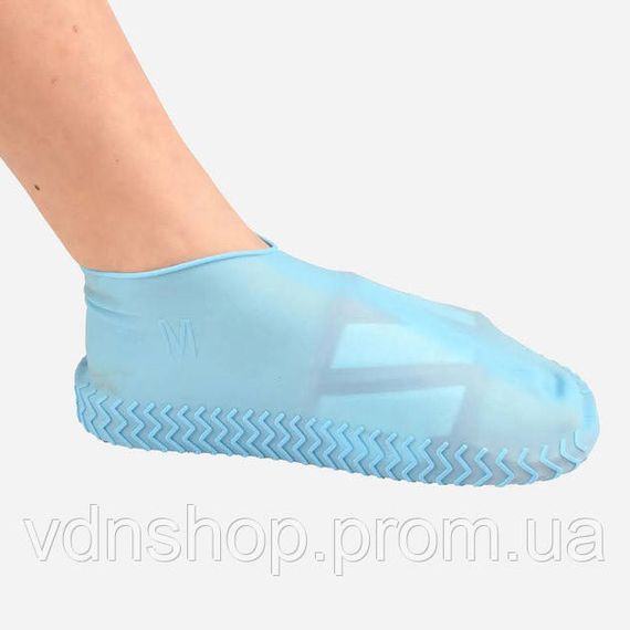 Багаторазові бахіли-чохли L (41-45 розмір) для взуття силіконові від води та бруду. Колір: блакитний WM-70 | Зображення 9