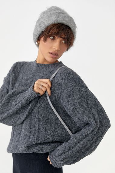 Вовняний джемпер вільного крою - темно-сірий цвет, ONE SIZE (є розміри) | Зображення 4