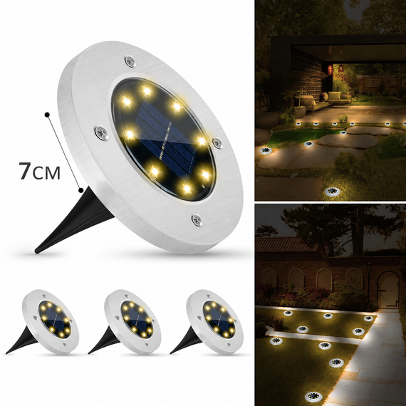 Садовый уличный светодиодный фонарь-подсветка на солнечной батарее Solar Pathway Lights 4шт 7см | Зображення 4