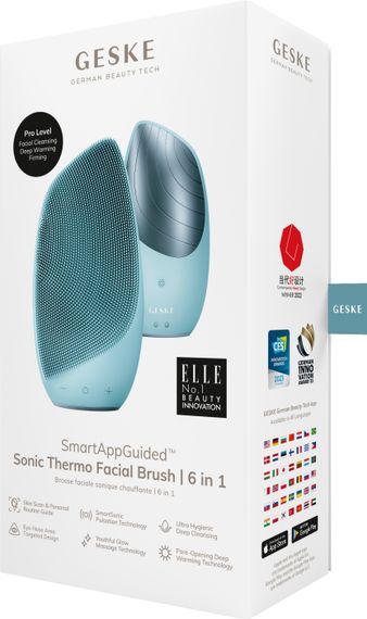 Електронна звукова термо щітка для обличчя GESKE Sonic Thermo Facial Brush 6в1 turquoise | Зображення 7