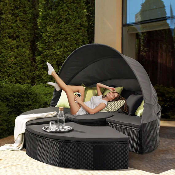 Садові меблі Outtec Round Lounge Chairs чорно-графітові | Зображення 8