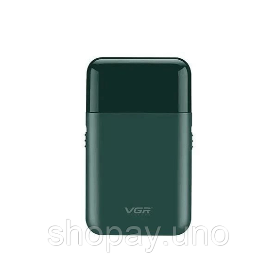Аккумуляторная мини‑электробритва для мужчин VGR V‑390 Green • Профессиональный шейвер с триммером для сухого и влажного бритья | Зображення 1