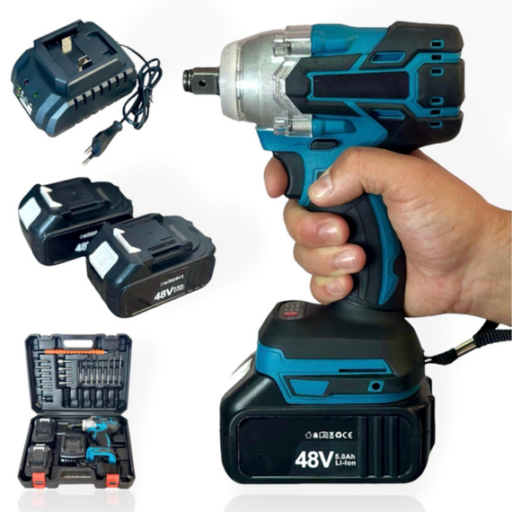 Гайковерт акумуляторний 48V, 5AH, компактний акумуляторний гайковерт у пластиковому кейсі з набором інструментів | Зображення 2