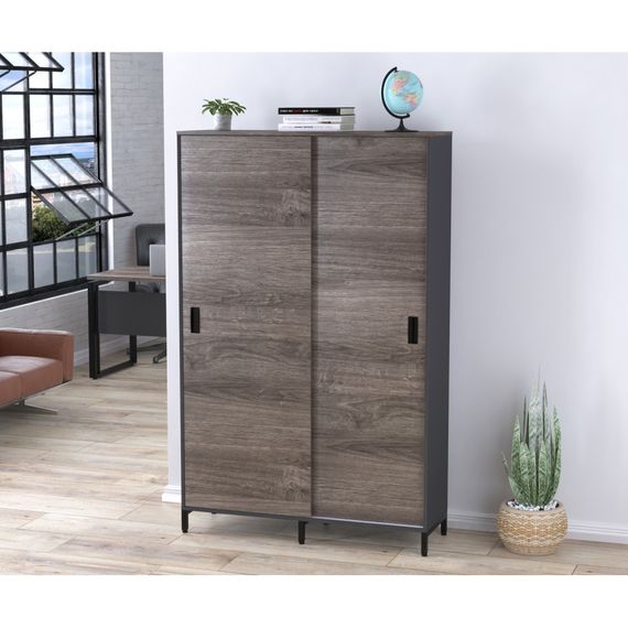 Шкаф офисный раздвижной Loft Design LS-1200-1900 антрацитдуб палена | Зображення 1