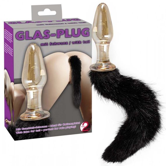 Анальний корок з хвостом Glass Plug With Tail | Зображення 7