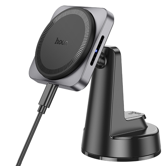 Магнітний тримач для телефону в машину на панель з безпровідною зарядкою MagSafe HOCO HW16 Сірий | Зображення 1