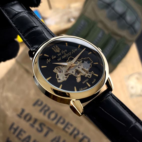 Класичний чоловічий годинник Awarder 022 Gold-Black Mechanic Де би не був | Зображення 1