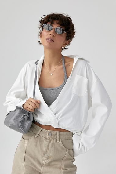 Коротка сорочка у комплекті з майкою в рубчик - білий цвет, ONE SIZE (є розміри) | Зображення 3