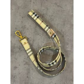 Брендовый поводкок для собак Burberry с золотой фурнитурой, бежевый