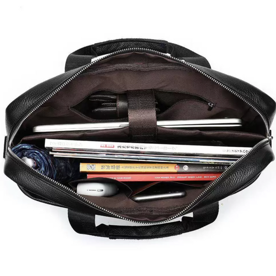 Кожаная мужская сумка для ноутбука и документов черная Tiding Bag 143412 | Зображення 4