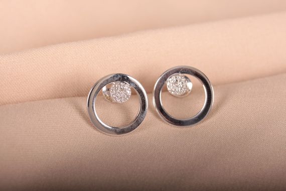 Сережки пуссеты из белого золота | Зображення 5