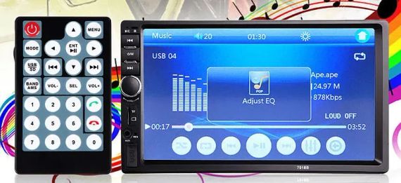 Універсальна автомагнітола 2 Din сенсорна, Bluetooth AMP 7018B, з пультом у комплекті | Зображення 2