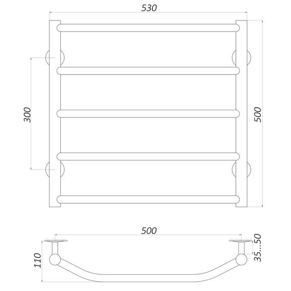 Рушникосушарка UNIO LT W 500-500-5 Драбинка Трапеція (20643) | Зображення 1