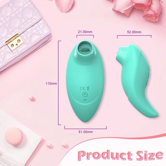 Вібратор із кліторальним стимулятором із язичком Every Night Toys Jen, зелений, 10 режимів вібрації Sex Aura | Зображення 7