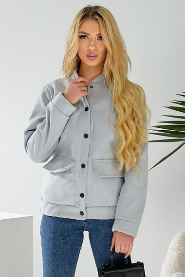 Бомбер женский искусственный кашемир, цвет серый, 257R325 | Зображення 3