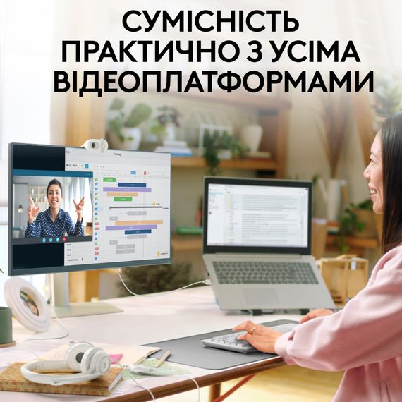 Веб-камера Logitech BRIO 100 FHD OFF-WHITE (960-001617) | Зображення 6