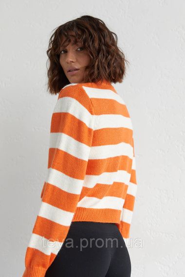 В'язаний джемпер oversize в смужку колір жовтогарячий розмір M FL_000497 | Зображення 1
