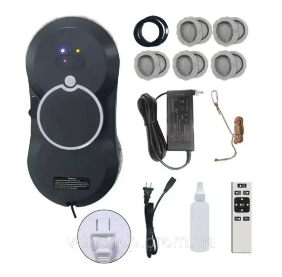 Робот для миття вікон NEW Glass Cleaning Robot з пультом дистанційного керування чорний | Зображення 1