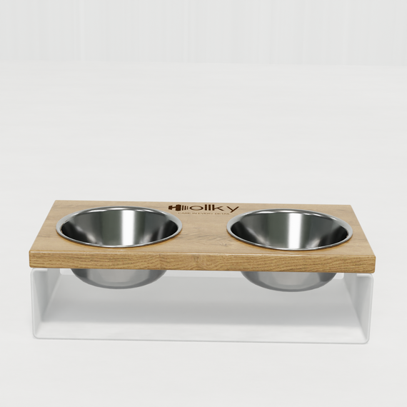 Миски на підставці з цільного металевого листа для собак та котів Hollky SteelWood S (2 × 0,45 л) SWS-36188-WHNT | Зображення 7
