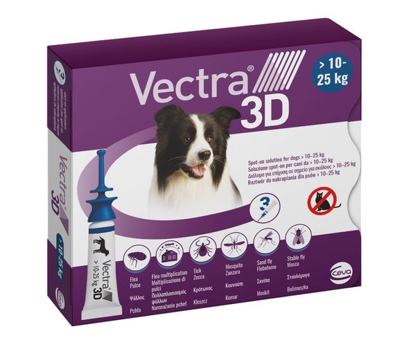 Капли от блох и клещей Ceva Vectra 3D для собак весом от 10 до 25 кг